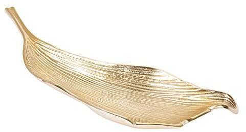Riess Ambiente Schale ABSTRACT LEAF - 65cm - gold - Aluminium handmade | Handgefertigtes Unikat, pflegeleichte Oberfläche, edle Optik, hochwertige Metalloptik, modernes Design