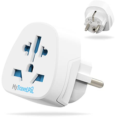 World To EU Travel Adapter (2 Pack) | UK, US, Australia To Europe Plug Adapter | 2x MyTravelPal® Universal Plug Adapters For Use France, Germany, Spain & Most of Europe
