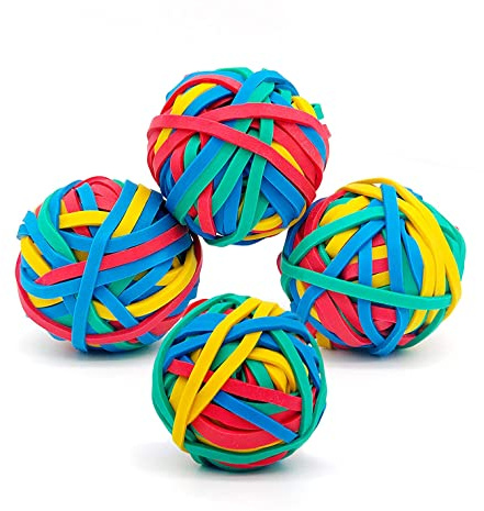 Binnan 4 Rollen Gummibänder Bunte Gummibänderball Gummibälle 3 mm Breite Gummiring für Bürobedarf und Basteln