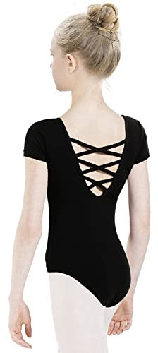 Ballettanzug Mädchen Ballett Trikot Kinder, ballett body TanzBody Turnanzug Gymnastikanzug Trikot für Kinder Damen , 150 Schwarz
