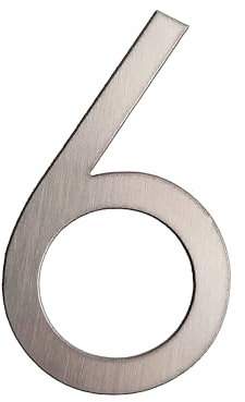 GUIZZO Creart - Numero Civico Esterno e Numeri Civici Esterni con Lettera in Acciaio Inox, Targa Personalizzata Made in Italy, Targhetta Personalizzata Porta Ingresso per Uso Esterno - 6, 5.9x10H cm