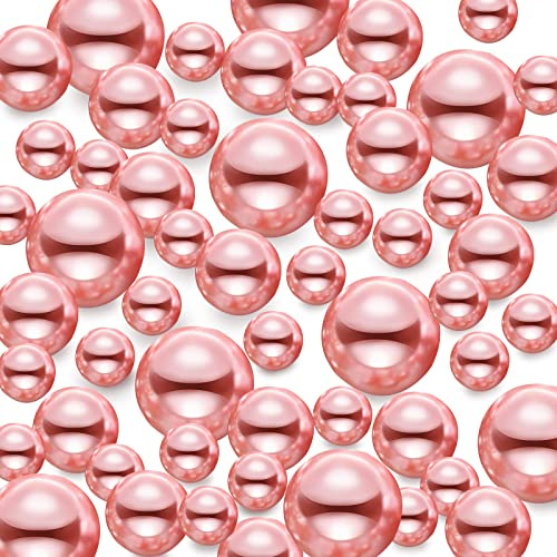 Schwimmende Perlen für Vasenfüller, 150Pcs Kunstperlen, Floating Pearls, Perlen Ohne Loch, Kunststoffperlen für Vasen DIY-Basteln Karneval Fasching Deko,8/14/20mm (Roségold)