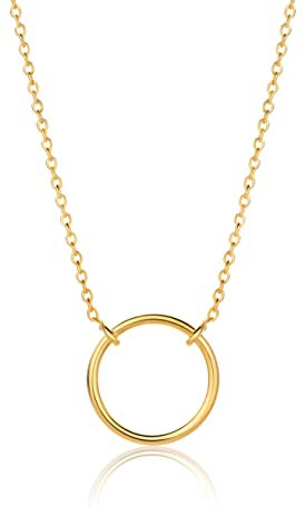 OROVI Damen Goldschmuck, Gold Kette mit Ring Anhänger, Collier 9 Karat (375) Gelbgold 42 cm