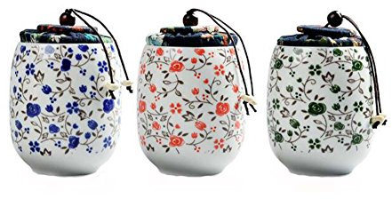 fine Ceramics， Set of 3 Pcs Mini Chinese Style Ornament Ceramics Tea Caddy