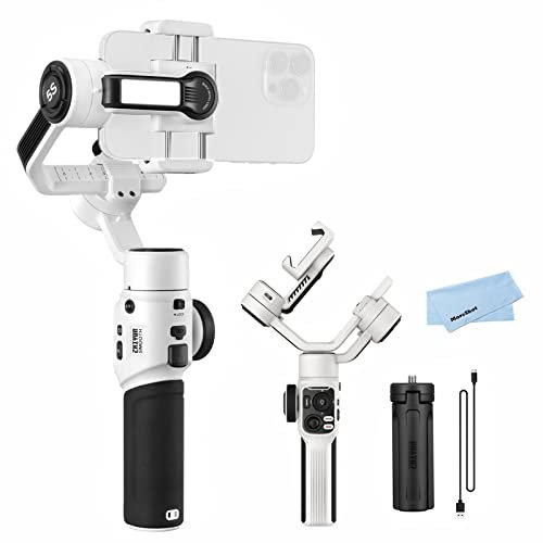 Zhiyun Smooth 5S White Gimbal Stabilizer for Smartphone for iPhone 14 13 12 11 SE XS XR X 8 Pro Max Plus Samsung Android Video YouTube Tiktok Vlogging, Zhiyun Smooth 5 Phone Gimbal Upgraded Version