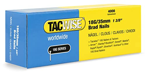 Tacwise 1713 Stauchkopfnägel Brad Typ 18G /35 mm, Verzinkt, 4000 Stück | 18G Stiftnägel in Premium-Qualität, Starken Halt, Geeignet für Semiprofessionellen und Heimwerkeranwendungen