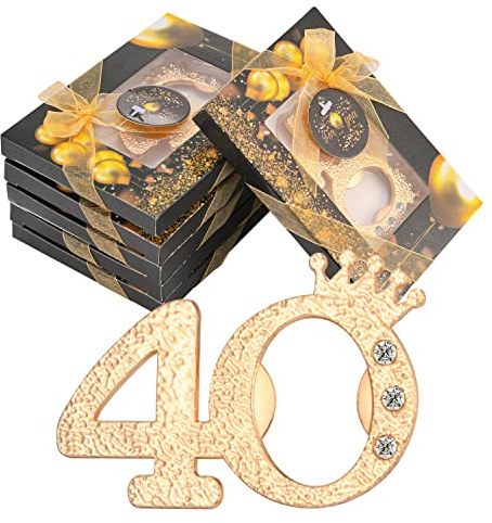 KaGrbves 50 confezioni da 40 apribottiglie per 40° compleanno, bomboniere, regali o souvenir per gli ospiti, 40° anniversario di matrimonio, decorazioni per feste a tema oro e nero (40)