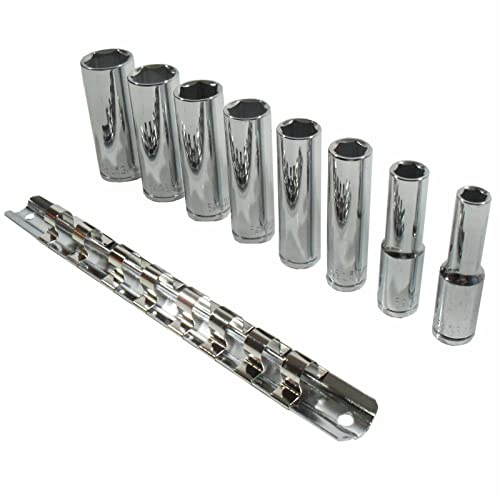 Dunnet Tools 8 Piece 3/8 Drive Socket Set Imperial Heavy Duty Hex Socket Tool Set 5/6 - 3/4 Chrome Vanadium Heavy Duty Sockets With Rail 3/8 Socket Sets