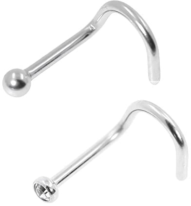 Body CAC 18G/20G/22G Steel Classical Nose Screw Stud Corkscrew Nostril Ring