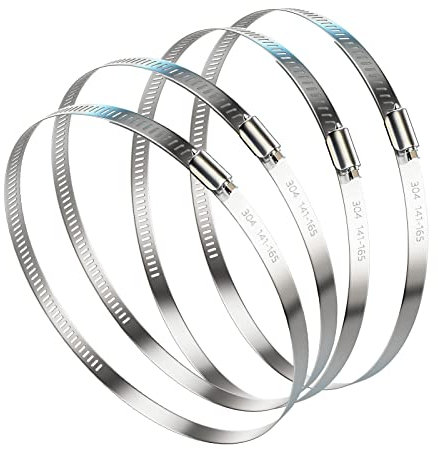 NEBURORA 141-165mm Schlauchschellen, 4 PCS Einstellbare 304 Edelstahl Schlauch Clips Schneckenantrieb Schlauchschellen, Schlauchschelle Gelten Für Trockner Entlüftungsluftkanal, Automobil-Tubing