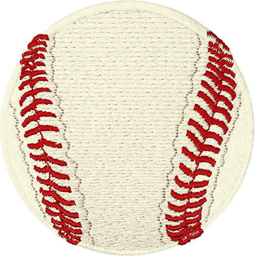Toppa ricamata ferro o cucitura pallina da baseball | Patch da cucire/stirare con immagine di pallina da baseball | Applicazione sportiva per tutti i tessuti | 75x75mm