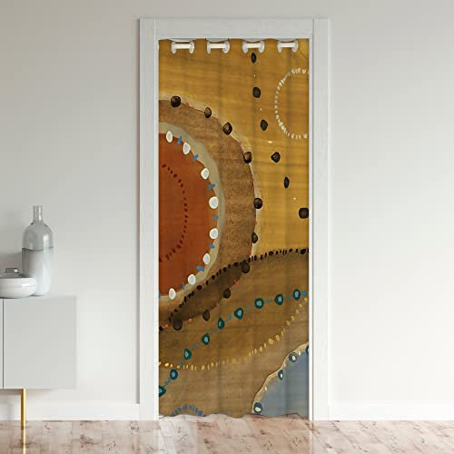 Tenda vintage astratta per porta privacy bambini retrò geometria cerchio divisorio tenda copertura 86 x 203 cm moderna grunge arte armadio copertura della porta tenda decorazione rosso marrone tratta