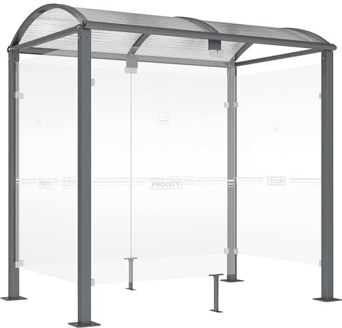 PROCITY | Raucherunterstand Klassik | mit VErkleidung | Breite 2520 MM | Anthrazitgrau