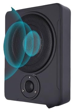 Subwoofer Auto 8 amplificato sub attivo auto 300W Ultra sottile, compatto, sistema di subwoofer attivo per il sedile inferiore, in alluminio pressofuso, amplificatore per auto