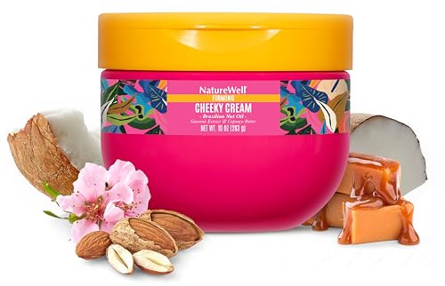NATURE WELL Ultra-Rich Firming & Tightening Cheeky Body Cream, Promotes Deep Hydration, Fast Absorbing, Scents of Pistachio Cream, Almond Blossom, Brazil Nut, Cupuacu, Coconut, & Salted Caramel, 10 Oz