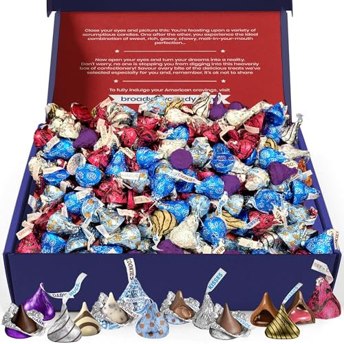 Broadway Candy 900g Blissful Kisses Hamper - American Sweets Gift Box - Chocolates Minis Hamper - An Assortment of Kisses for Kids, Adults, Birthday, Valentine, Special Occasion