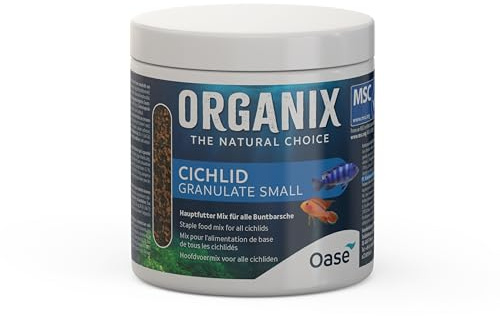 OASE ORGANIX Cichlid Granulate S 500 ML - Nourriture pour Poissons pour Toutes Les espèces de perches jusqu'à 6 cm, Nourriture complète avec des valeurs nutritives élevées