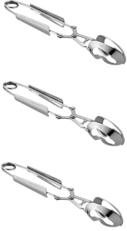 OUNONA 3pcs Comfort Grip Seafood Tongs Snail Tong Stainless Steel Clip for Catering and Holiday Meals