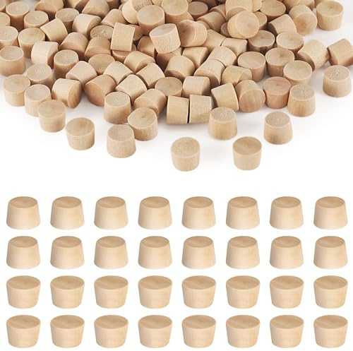 160 Stück Holzstopfen mit Flachem Kopf, 13 mm Holzschraubenlochstopfen Holzkappen für Schraubenlöcher Holzschraubenabdeckungsstopfen für die Möbelreparatur