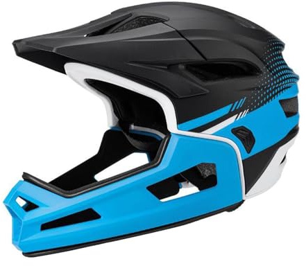 JISADER Casco da Bici Integrale con Fodera Staccabile Casco da Mountain Bike da Strada Resistente agli Urti Accessori da Ciclismo per Guida per Adulti, Blu Nero