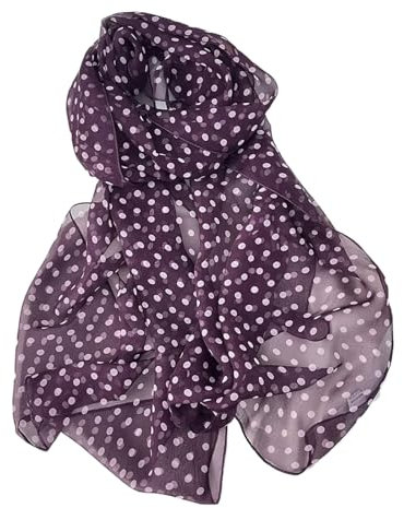 MIATCENRT Chiffonschal Damen - Leichte Damenschals Mit Kleinem Punktedruck, Chiffon-Georgette-Bandana-Schals, Frühlings-Herbst-Tücher Und Wickel, Für Abendkleider,Lila,50 * 160Cm