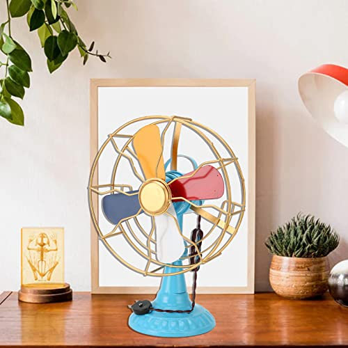 LetCart Antiker Tischventilator, Vintage-Tischventilator, Retro-Stil, antiker Metall-Schreibtischventilator, exquisite Farben, breite Basis, Schaufensterdekoration