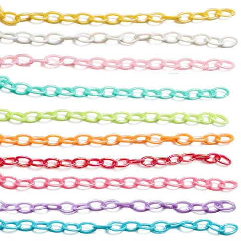 10PCS Plastic Curb Chains,Colors Cable Chain Links,Acrylic Curb Chains For DIY Bag Chain, Cell Phone Chain