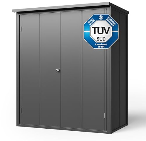 GFP Primeyard Armoire de Jardin en métal 156x84x181 cm Abris de Jardin Anthracite, Plancher Inclus