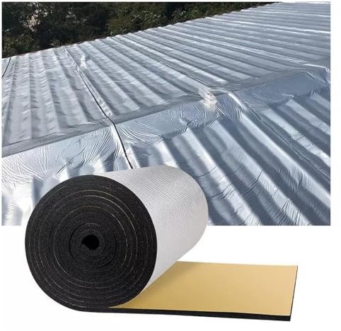 Voiture insonorisation Mousse,Tapis de voiture isolant，Autocollant Film Isolant Thermique Film,pour Radiateur Sol Toit Mur,Isolation phonique Acoustique Anti-Bruit Coton(25MM(THK),1*6M(6m²))