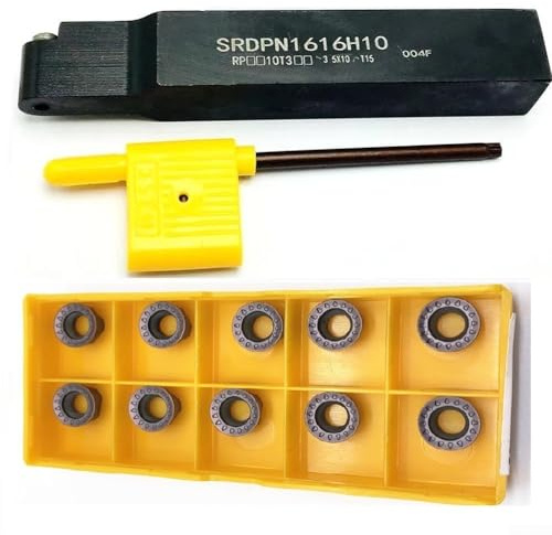 Portautensili di tornitura SRDPN1616H10 e inserto di tornitura RPMT10T3MO RPMW R5, porta utensile di tornitura preciso SRDPN1616H10 con sostituzione rapida della lama