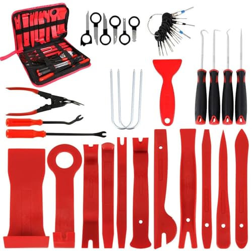 RHAFAYRE Juego de herramientas de desmontaje de coche para revestimiento interior y revestimiento de vehículos con palanca de montaje, removedor de clips, cuñas y bolsa de transporte, 330 unidades