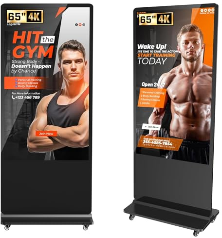 JASZDOT 32/43/55/65 Pollici Monitor Pubblicitario da FHD LCD Digital Signage, Schermo Display Pubblicitario Riproduzione Automatica, Supporto USB/HDMI/WiFi/Android OS (65'' Non-touch Screen)