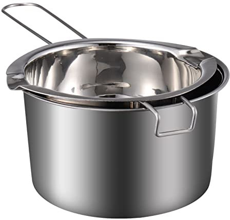 7LiuYueFei6 聽1 Set pentola a bagnomaria in Acciaio Inox per bollitura dell'Acqua con Doppio beccuccio per Candele Burro Cioccolato Formaggio Caramello 400 ml (400 ml 27X14X8CM)