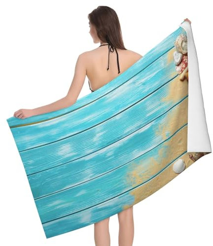 Mikrofaser Strandtuch Seestern Und Muschel Duschtücher Saugfähiges Badehandtuch Leichtes Reisehandtuch, Für Wandern, Picknick, Reise, 80x130cm