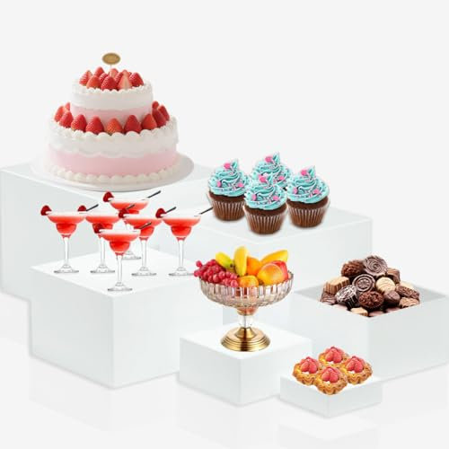 Zinueen Soporte para tartas de boda, 6 unidades, soporte para cupcakes, soporte para tartas, soporte para tartas de boda, soporte para buffet de acrílico, varios niveles para fiestas, cumpleaños