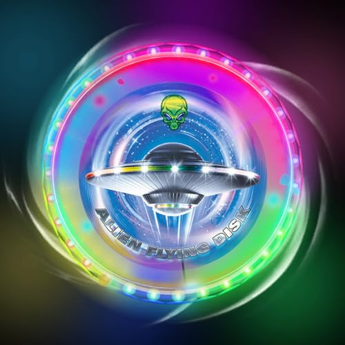 Gobesty LED Frisbee Leuchtend, Ultimate Frisbee LED, 25cm Wasserdicht Leuchtende Frisbee Scheibe, Leuchtende Fliegender Ring mit 12 Farbmodi, 38 RGB LED-Lichter, für Outdoor, Rasen, Campingspiele