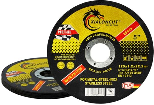 NUTKIT 62 Dischi da Taglio, 125X1,2mm Metallo Acciaio INOX,Disco Flessibili | per Smerigliatrice Angolare, Dischi Smerigliatrici, sottili e resistenti, Per Ferro, Acciaio Inox, Acciaio, Lamiera