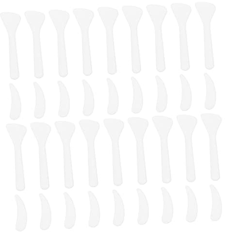 Healvian 100 pièces Cuillères Plastique pour Crème Visage Applicateurs Multifonctionnels pour Masque Facial Réutilisables et Faciles à Nettoyer Adaptées Aux Lot de Blanches