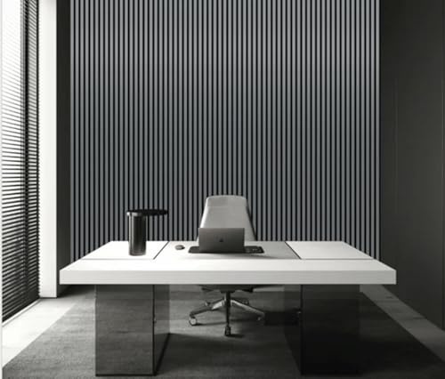 Acoustic Wall Panels 600MM X 2400MM Pack of 4 Soundproof Decorative Panels for Noise Reduction in Studio, 3D Slat Wall Panelling 5.76m² per Pack (Mettalic Dark Grey 01WJ)