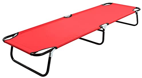 Sdraio Pieghevole,Lettino Pieghevole Portatile in Acciaio con Tessuto Poliestere 600D,Design Compatto con 3 Gambe,Sdraio da Giardino,Lettino Prendisole,Campeggio,Giardino,Rosso,190 x 58 x 28 cm