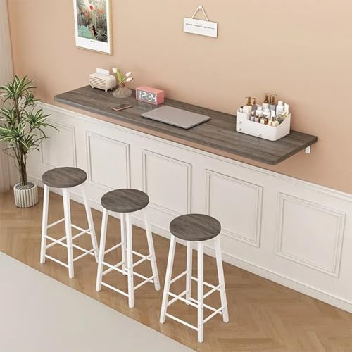 JuanNest Collapsible Wall Mounted Desk, Small Breakfast Bar Table, Wall Desk, Foldable Floating Workbench for Laptop Study Dining Balcony Bedroom Bathroom Kitchen, Space-Saving Solution E,120×30CM