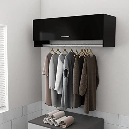 Frdhee Haushaltsschrank Kinder Kleiderschrank,Kleiderschrank Schwarz 100x32,5x35 cm Holzwerkstoff,Kleidung Schrank für Schlafzimmer Gästezimmer