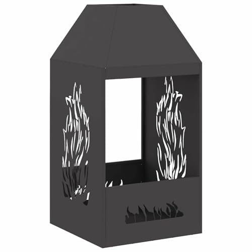 Gecheer Caminetto esterno in acciaio, forma rettangolare elegante 50x50x100 cm, perfetto per falò e serate all'aperto, per patii giardini e cortili