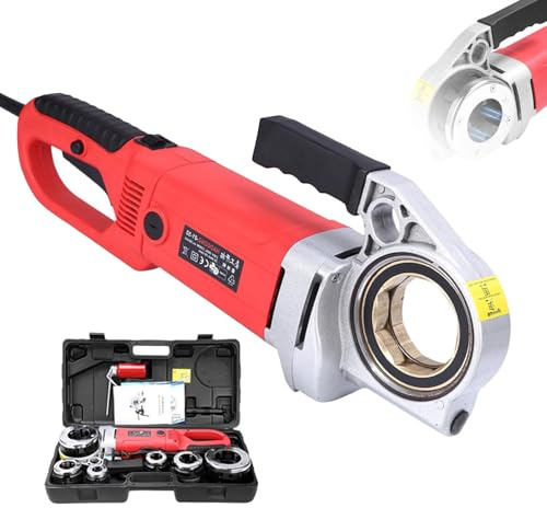 smafoseedding Filettatrice per Tubi per Carichi Pesanti da 2300 W, Utensile Idraulico Portatile, Azionamento Elettrico Portatile, con 6 Matrici (da 1/2 A 2), Latta per Olio, Spazzola in Carbone