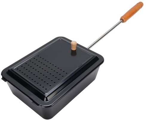 CHICIRIS Popcorn Machine, Hot Oil Manual Popcorn Maker, Wooden Handle, Premium Iron Grill Tray, Handcrafted Snacks, Small Design, Versatile for Campfire, Fire, Camping