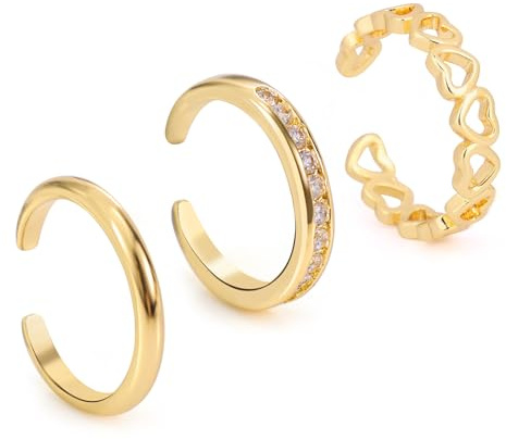 Mikovivi 3pcs Toe Rings for Women, 3 Styles Adjustable Gold-Colored