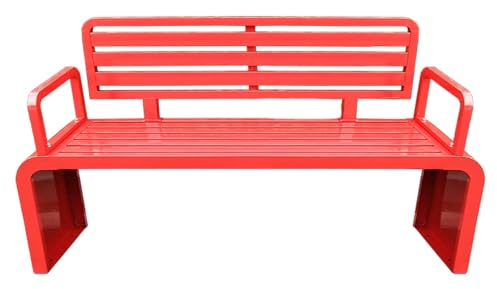 Utomhusbänkar Väderbeständiga Parkbänkar I Galvaniserat Stål Väderbeständiga Sittplatser för Uteplats och Trädgård(Red,100x45x82cm/39x17x32in)