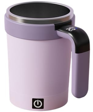 Tasse à café à mélanger automatique – Tasse à mélanger portable avec affichage de la température, tasse électrique de voyage auto-mélangeuse pour boissons au cacao, bureau, maison, cuisine, camping