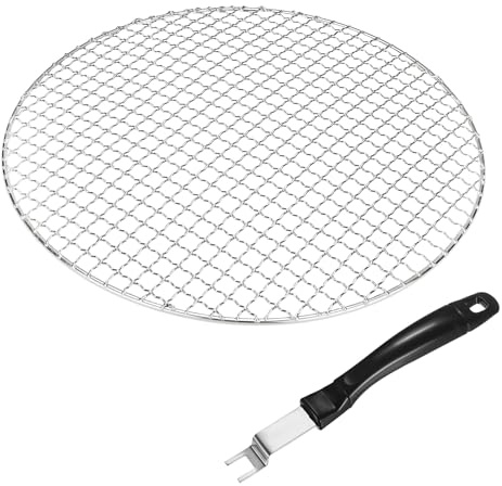 M METERXITY 2-Pack Cooling Rack 13 Round 304 Stainless Steel, Silver | Cross Wire Grate Cooling Racks with Grill Grate Lifter for Grilling, Cooking, Steaming, Baking