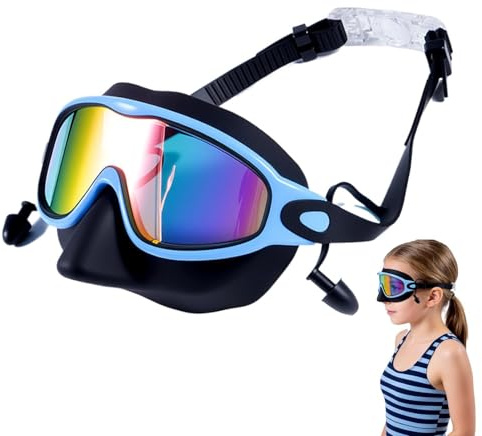 Simmask för barn - med näs- och öronproppar mot dimma, simglasögon för pool, , snorkling, dykning, vattensporter, sommarsemester, aktiviteter
